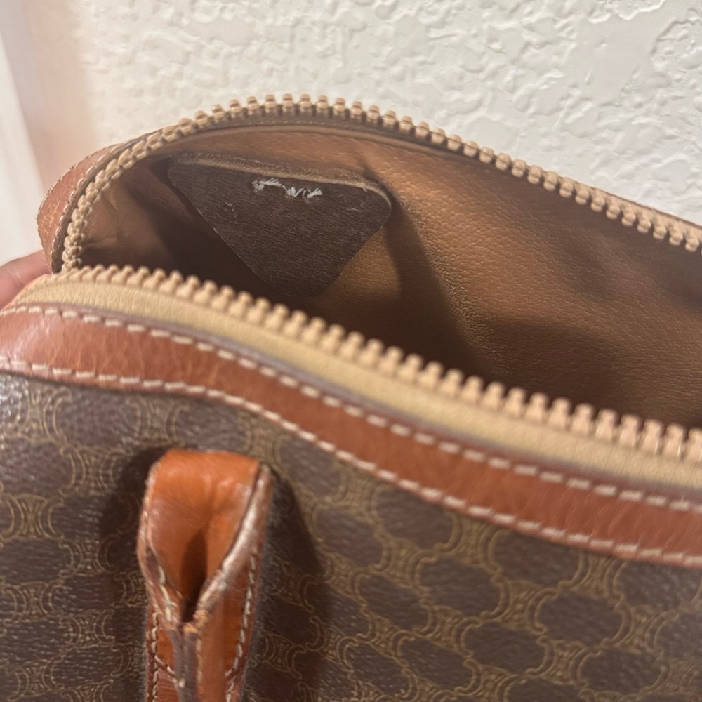 Celine Brown Monogram Canvas Bowling Satchel with Cognac Trim - Picture 7 of 13